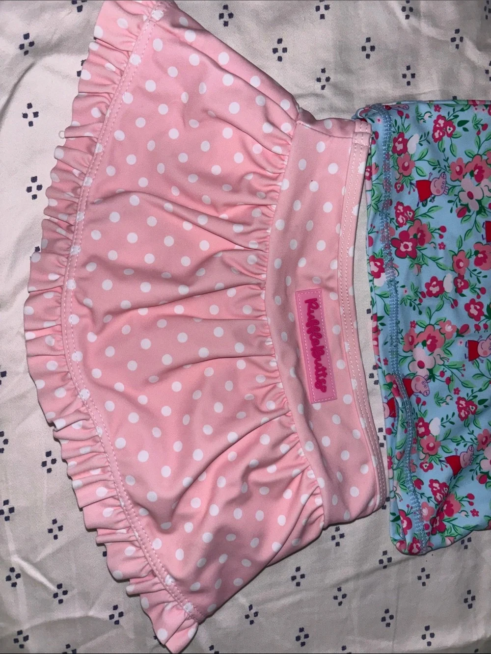 Ruffle Butts Pink & Aqua Floral Rashguard Set